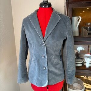 L.L.Bean Women’s Velvet Gray Cotton Spandex Lined Button Front Blazer Size 6P